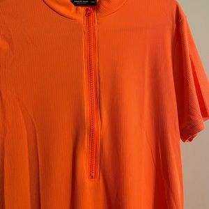 Orange ribbed dress with zipper